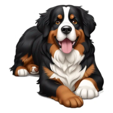 Bernese mountain dog with very long tong sticker