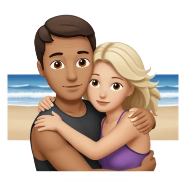 Metis Man and white woman hug love on beach sticker