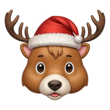 Dog Santa deer hat sticker