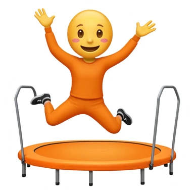 an emoji jumping on a orange trampoline sticker
