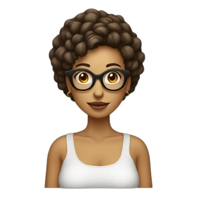 mujer con lentes con el cabello corto y rapado en la nuca con piercing en la nariz sticker