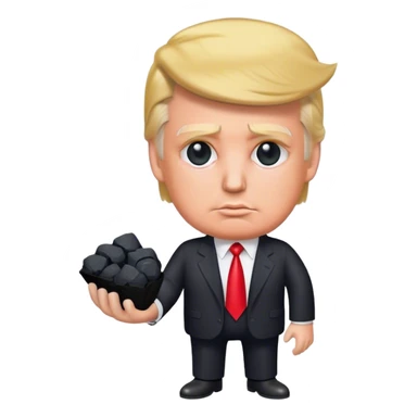 Trump holds coal in his hands sticker