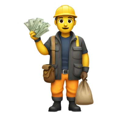 Robber with a moneybag on shoulder that looks like 👷‍♂️ sticker