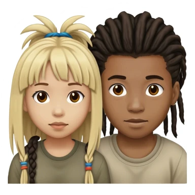 black teen guy withdreads and filipino teen girl with bangs sticker