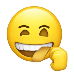 smiling emoji with yellow bone in its mouth sticker