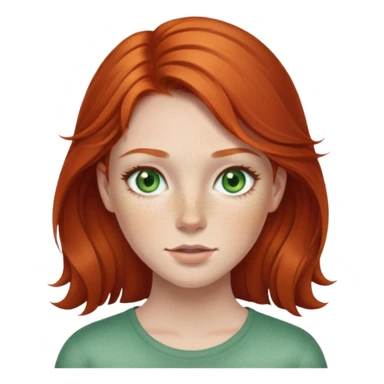 redhead girl with green eyes and wrekles sticker