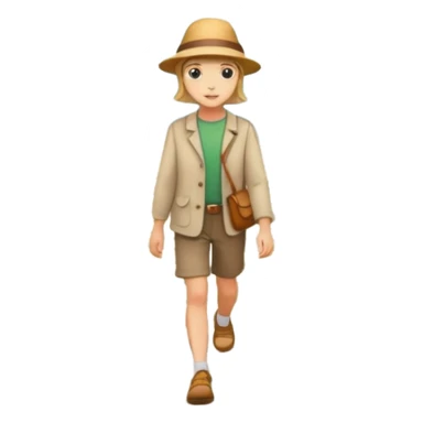 somone walking in a garden on a path with flower and trees around him sticker