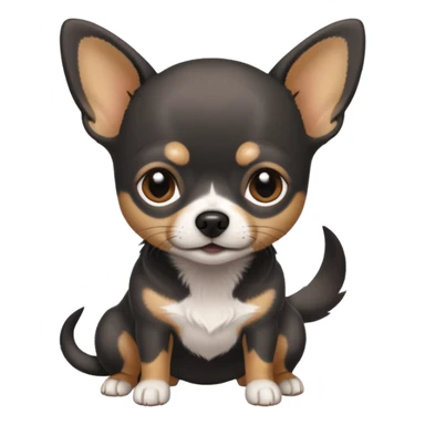 Very Dark grey and black Chihuahua with white markings sticker