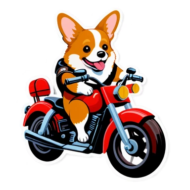 Corgi on a motorcycle  sticker