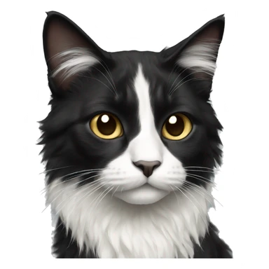 black and white cat long haired sticker