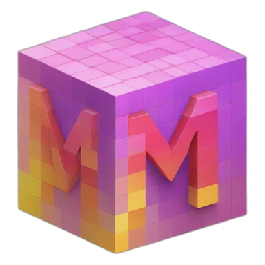 Letter "M" made of cube of pixels sticker