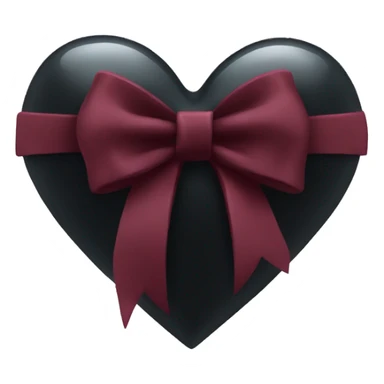 crystal black heart wrapped in a burgundy bow sticker
