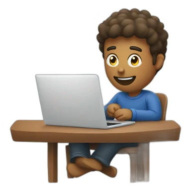 man happily watching youtube video on laptop sticker