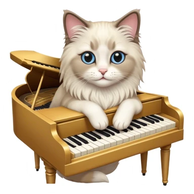 A ragdoll cat playing a piano sticker