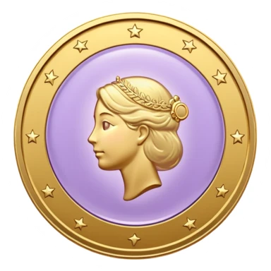 I need you to recreate this image exactly as is but make the color of the coin a ver light purple hue give me three options with different hues of purple sticker