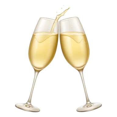 two glasses of pale yellow champagne clinking in a toast, soft and light color, smooth gradient, bright and gentle, minimal details, glossy highlights, celebratory pose
 sticker