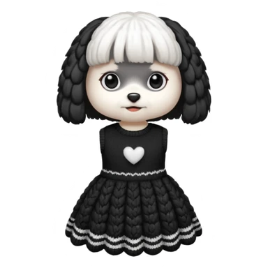 Maltese seduto in bianco e nero con vestitino in maglia sticker