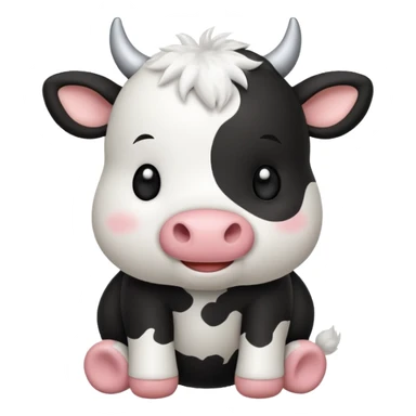 Chibi style Plush cow sticker