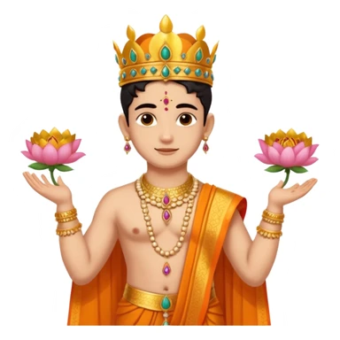 Brahmin boy is thanking to the bharatanatyam dancer. She is in lordess padmavati with golden crown and giant flower garland on her neck. The girl is fat and tall the boy is small. sticker