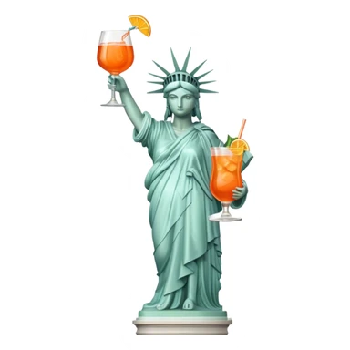 FULL BODY OF STATUE OF LIBERTY WITH AN APEROL SPRITZ COCKTAIL sticker
