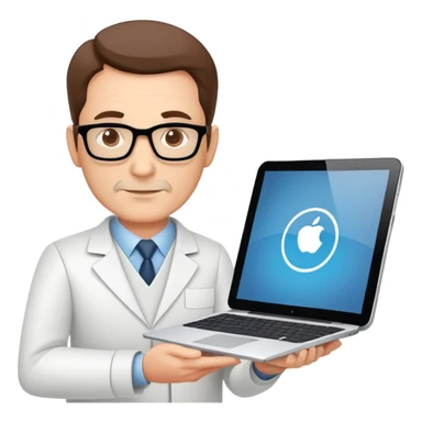 Middle IT Specialist with laptop and tablet, confident pose, moderately experienced face, showing mid-level technical skills sticker