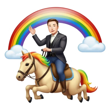 Elon musk riding on a rainbow  sticker