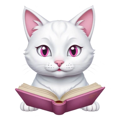 cat marie from aristocats reading a book in an artistic emoji style sticker