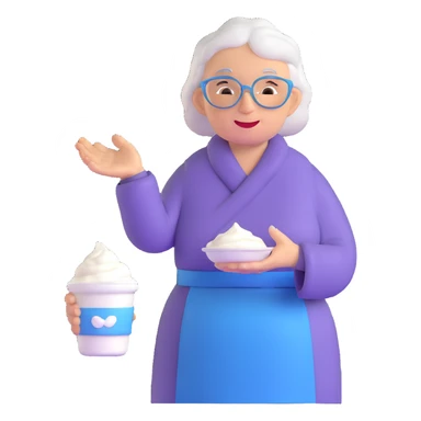 grandmother offering yogurt sticker