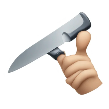  a hand holding a plastic knife sticker