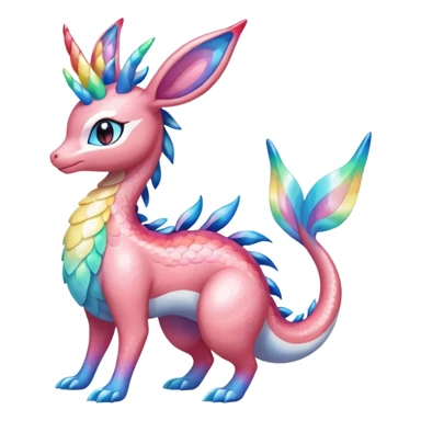 Shiny Sparkly beautiful gorgeous ethereal Rainbow Scaley Exotic Aurorus-Sylveon-Milotic-Dragonair-Fakémon-hybrid-creature (full body) sticker