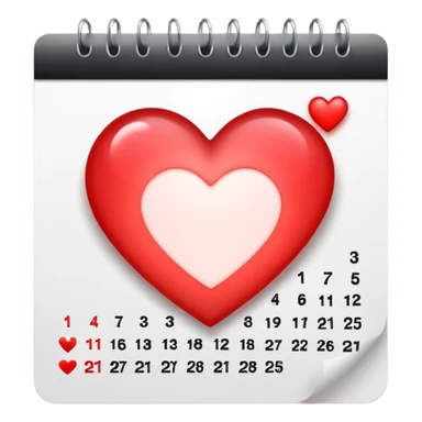 calendar page with a glowing heart sticker