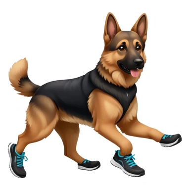 German shepherd with running shoes sticker