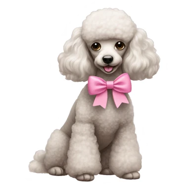Poodle wearing a pink bow sticker