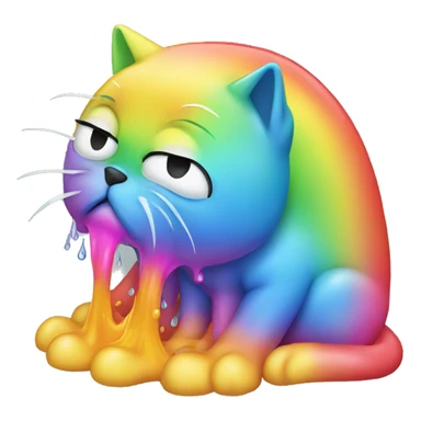 Cat puking rainbow  sticker