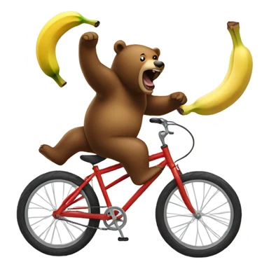 A bear on a bike falling Because of a banana sticker