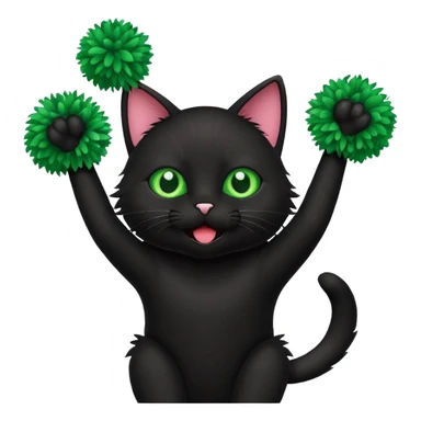cheerleading black cat with pom pom sticker
