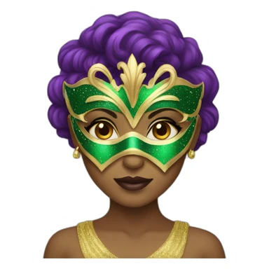 girl wearing a mardi gras mask light skin sticker