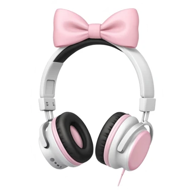 White Headphones With Pastel Pink Bow sticker