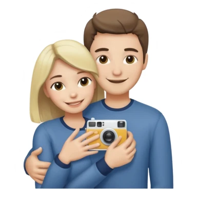 Couple hugs polaroid sticker