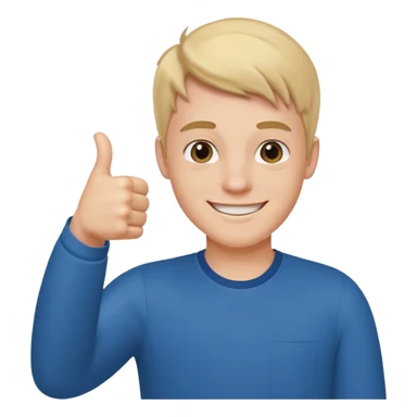 smiling young man indoors portrait thumbs up sticker