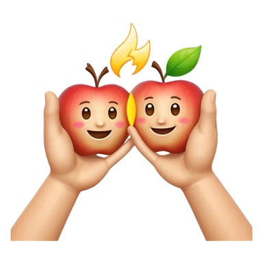 A 3D Apple-style emoji of two different cartoon hands clapping together in a fun "high five" gesture, only the hands are visible, surrounded by small motion lines and spark effects, radiating cheerful and playful energy, colorful and vibrant design sticker