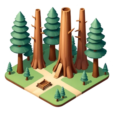 mariposa grove of sequoias, yosemite, 3D isometric sticker