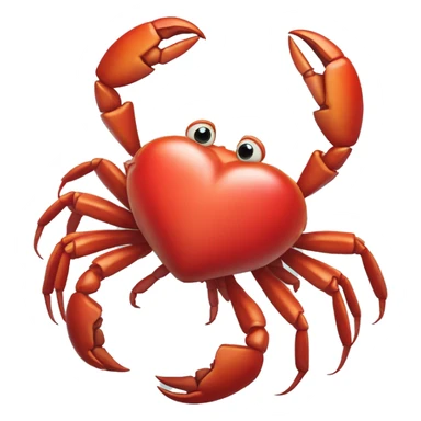 Crab holding heart emoji in his claws sticker