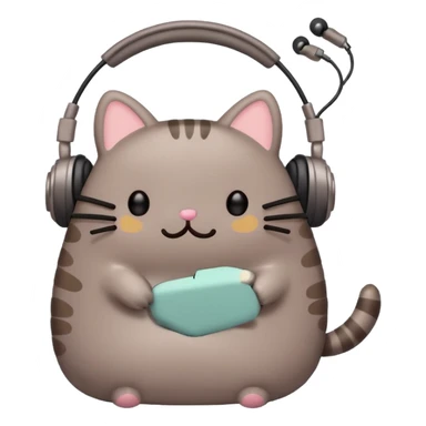 Pusheen with earphones  sticker