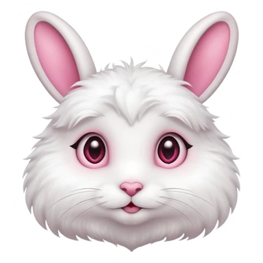 White rabbit BIG PINK heart shaped eyes  sticker
