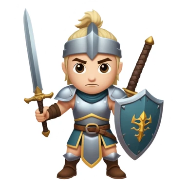 runescape style warrior ready for war preparing to swing sword at camera sticker