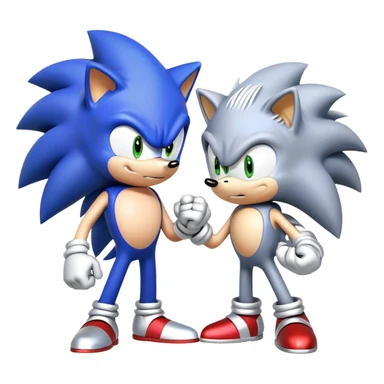 Sonic the Hedgehog and Silver the Hedgehog fist bumping sticker
