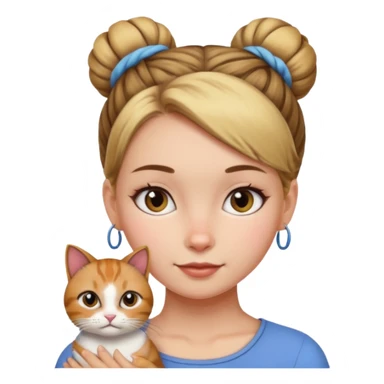 بنت مع قط البنت شعره بوني sticker