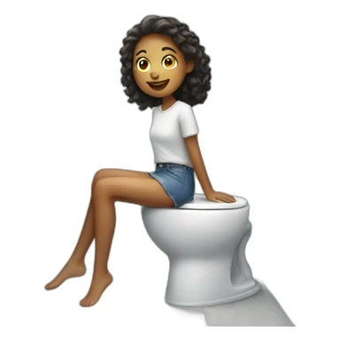 a girl on a toilet sink sticker