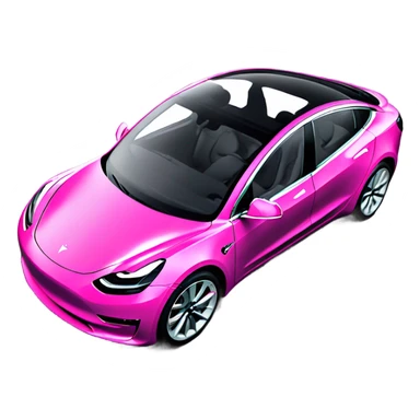 intensely pink Tesla Model 3, captured from the front view. sticker